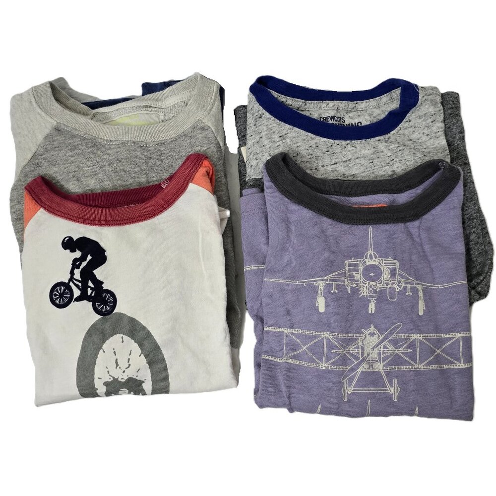 4pc Boys Long Sleeve Shirts 4 5 J Crew Crewcuts Bike Airplane Back to School BTS